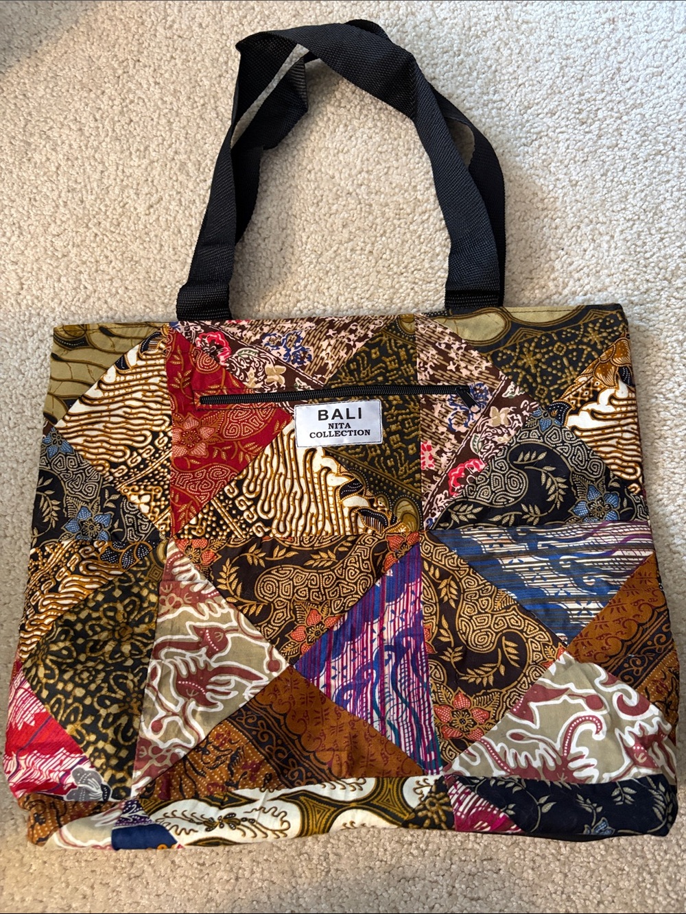 Bali Nita Collection Patchwork Cloth Tote Bag in Multicolors - NWOT